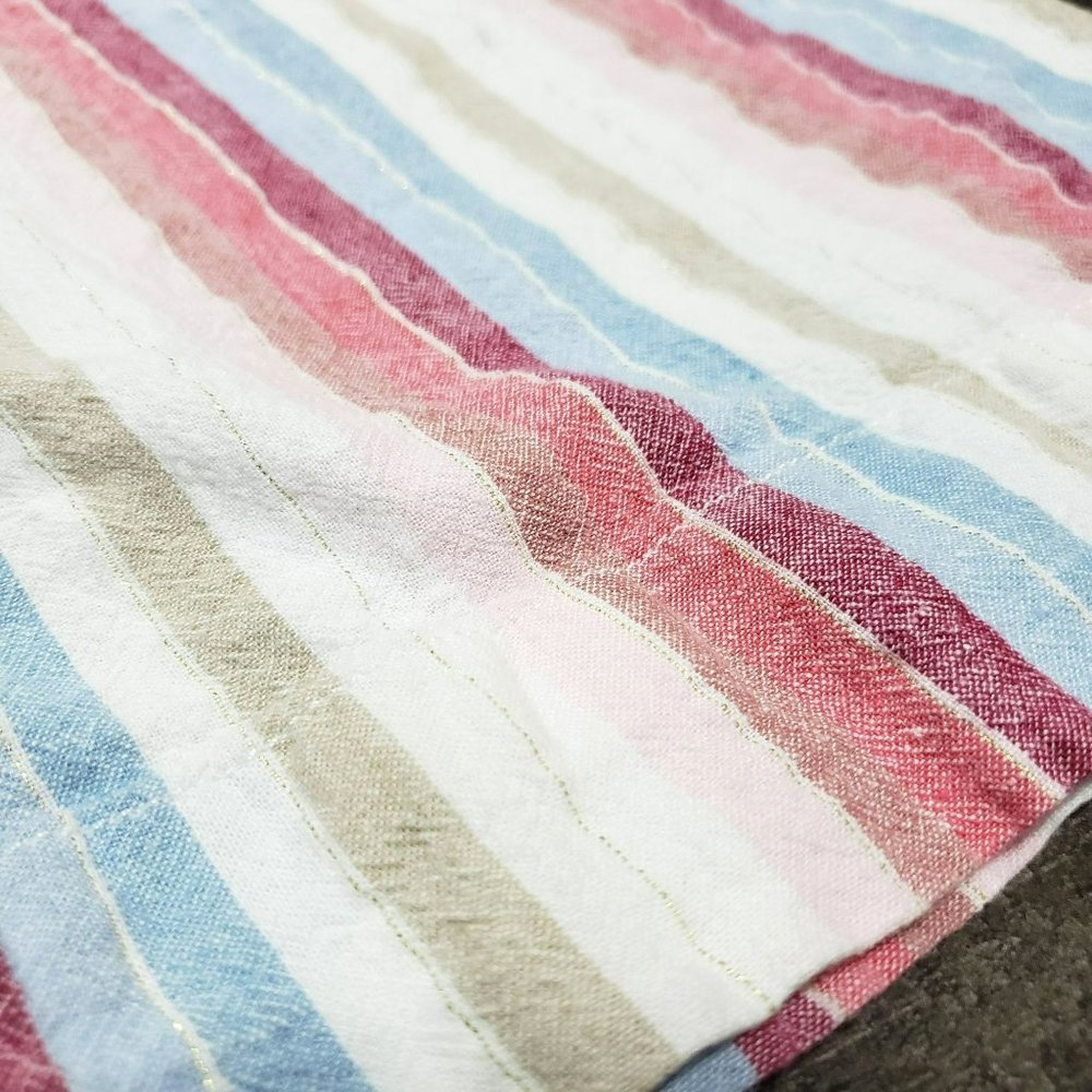 Cato Wide Leg Striped Linen-Blend Pants in White, Red, Blue, Tan - Picture 10 of 11